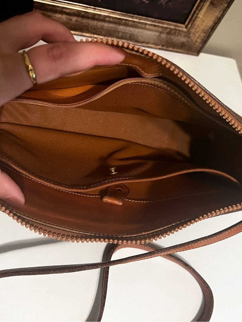 Dooney & Bourke Black and Brown Pebbled Leather Messenger Bag